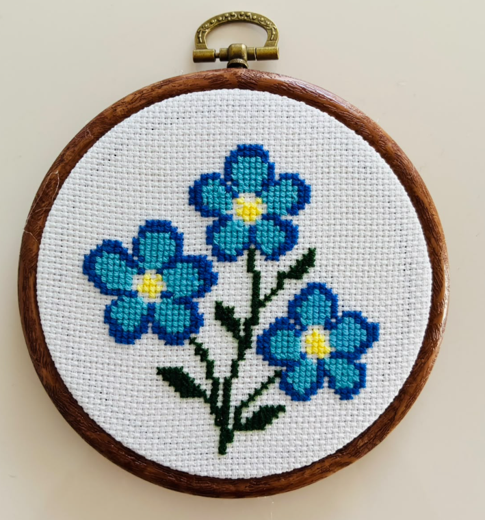 Unutma Beni / Forget Me Not Çiçeği Kanaviçe İşleme
